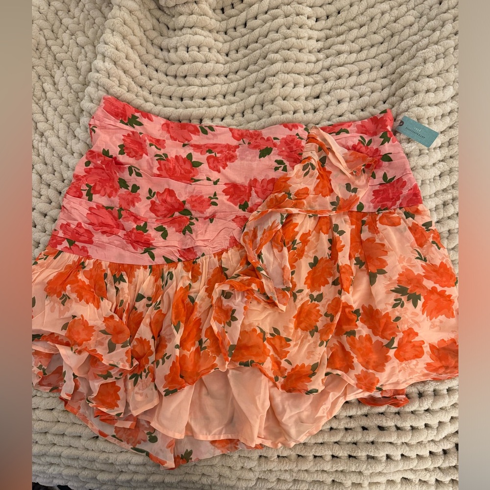 ⭐️NEW W/ TAGS⭐️ Anthropologie Maeve Ruffled Linen Wrap Mini Skirt 22W